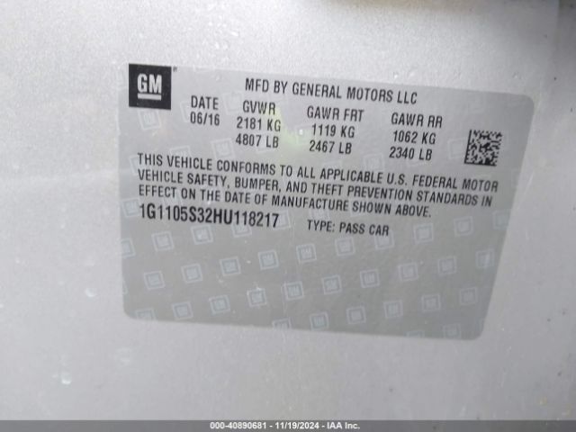 1G1105S32HU118217 Chevrolet IMPALA 1LT