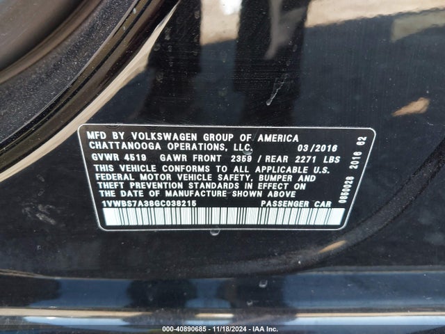 1VWBS7A38GC038215 Volkswagen Passat 1.8t Se