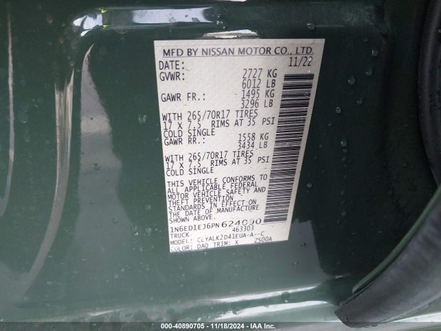 Nissan Frontier Pro-x 4x2 2023 1N6ED1EJ6PN624090 Image 9