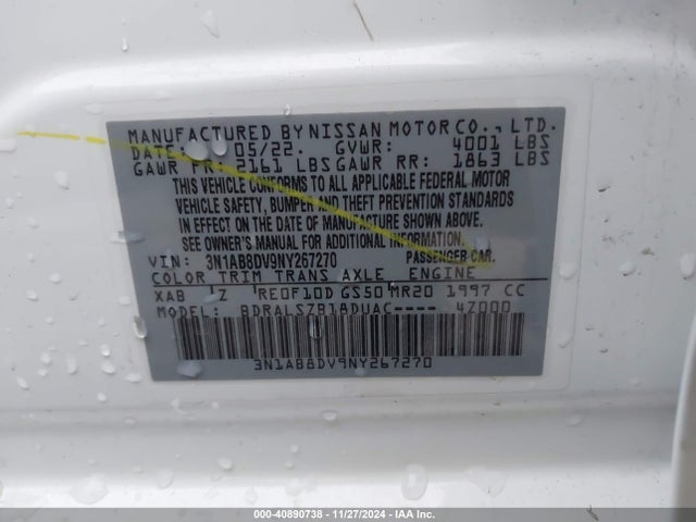 Nissan Sentra Sr Xtronic Cvt 2022 3N1AB8DV9NY267270 Image 9