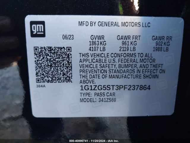 1G1ZG5ST3PF237864 Chevrolet Malibu Fwd Rs