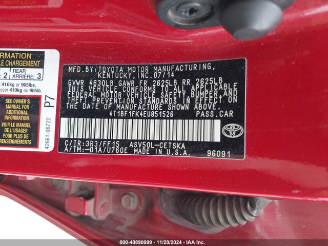 Toyota CAMRY SE 2014 4T1BF1FK4EU851526 Image 9
