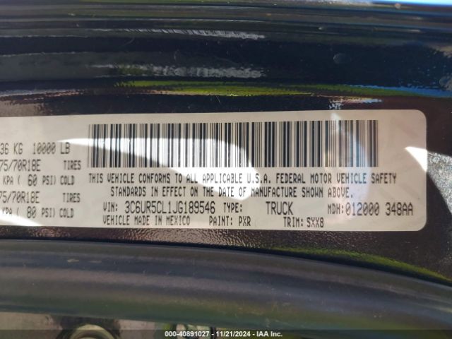 3C6UR5CL1JG189546 RAM 2500 Tradesman  4x4 6'4 Box