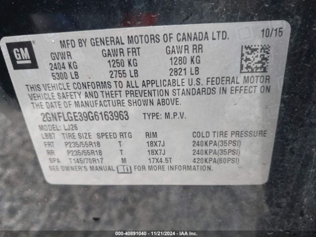 2GNFLGE39G6163963 Chevrolet Equinox Ltz