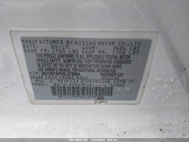 Nissan Versa 1.6 Sv 2019 3N1CN7APXKL878594 Image 9