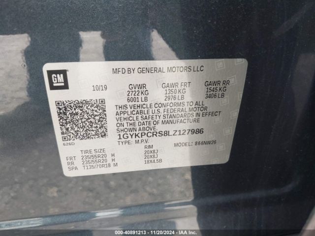 1GYKPCRS8LZ127986 Cadillac Xt6 Fwd Premium Luxury
