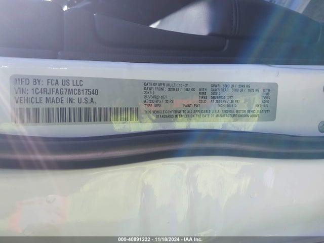 1C4RJFAG7MC817540 Jeep Grand Cherokee Laredo X 4x4