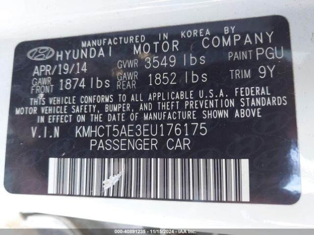 KMHCT5AE3EU176175 Hyundai ACCENT GS