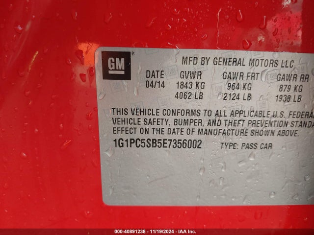 Chevrolet Cruze 1lt Auto 2014 1G1PC5SB5E7356002 Image 9