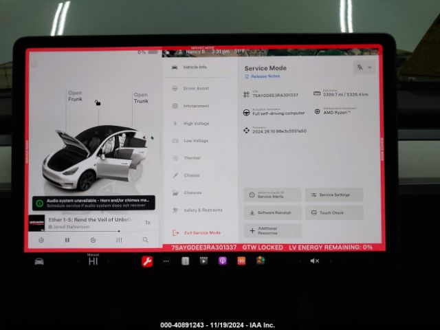 7SAYGDEE3RA301337 Tesla Model Y Long Range Dual Motor All-wheel Drive