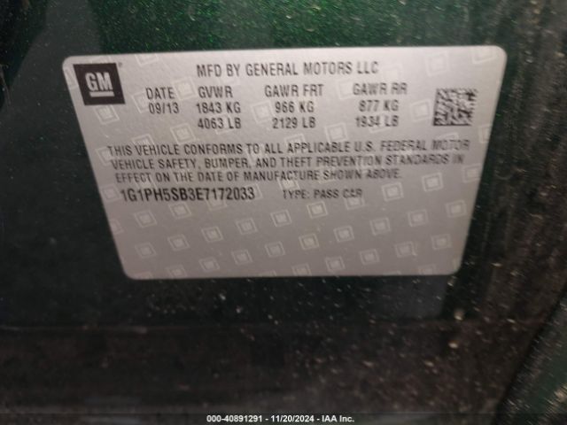 1G1PH5SB3E7172033 Chevrolet Cruze Eco Auto