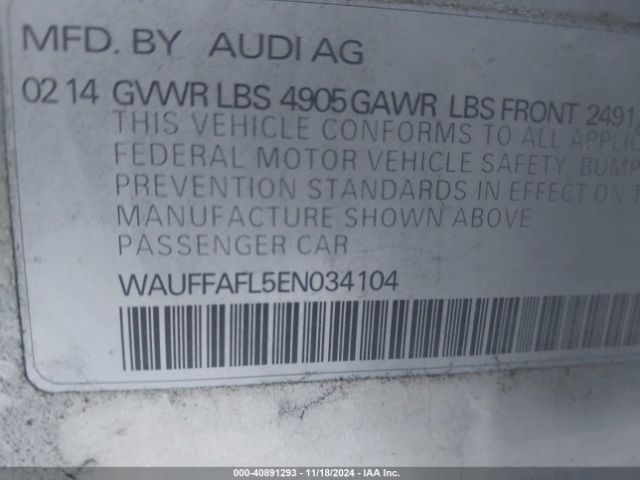 WAUFFAFL5EN034104 Audi A4 2.0t Premium