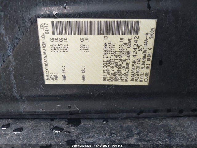 Nissan Maxima 3.5 Platinum 2017 1N4AA6AP5HC424242 Image 9