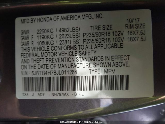 5J8TB4H78JL011264 Acura Rdx Advance Package