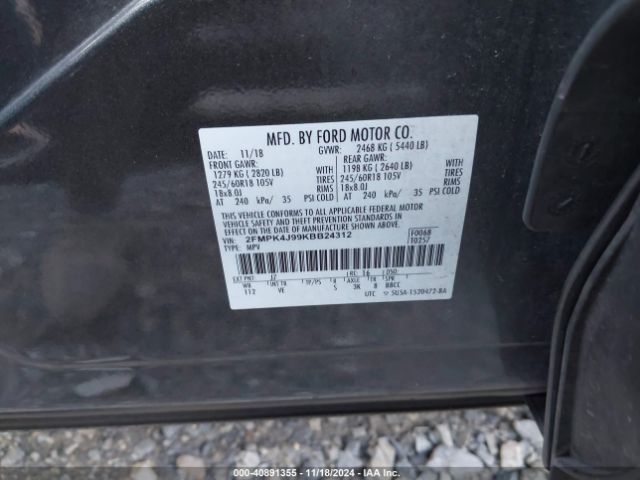 2FMPK4J99KBB24312 Ford EDGE SEL
