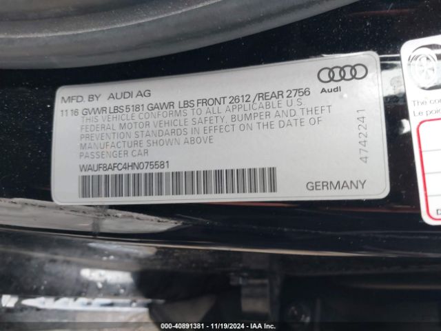 WAUF8AFC4HN075581 Audi A6 2.0t Premium