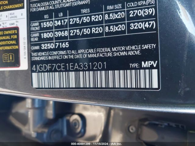 4JGDF7CE1EA331201 Mercedes-Benz Gl 450 4matic