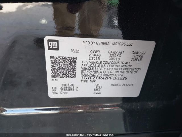 1GYFZCR42PF101226 Cadillac Xt4 Fwd Premium Luxury