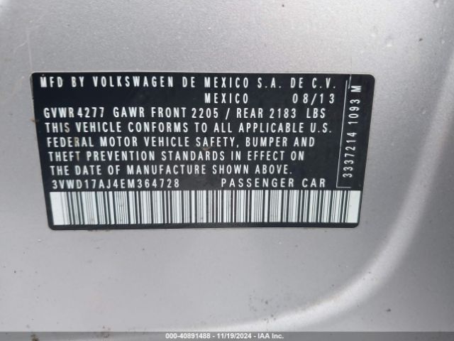 3VWD17AJ4EM364728 Volkswagen Jetta 1.8t Se