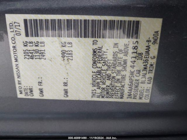 1N4AA6AP5HC441185 Nissan Maxima 3.5 Sv