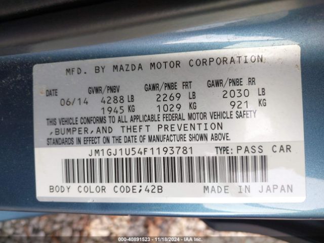 JM1GJ1U54F1193781 Mazda Mazda6 I Sport