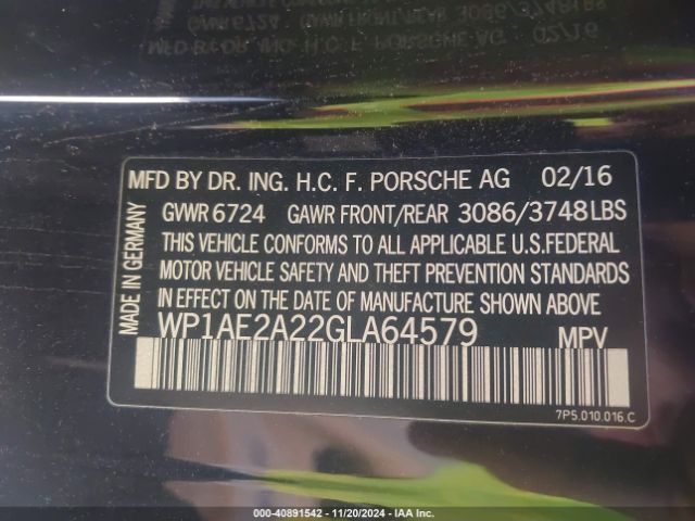 WP1AE2A22GLA64579 Porsche Cayenne E-hybrid S