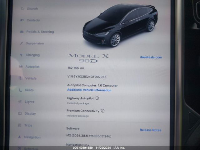 5YJXCBE24GF007086 Tesla Model X 60d/70d/75d/90d/p100d