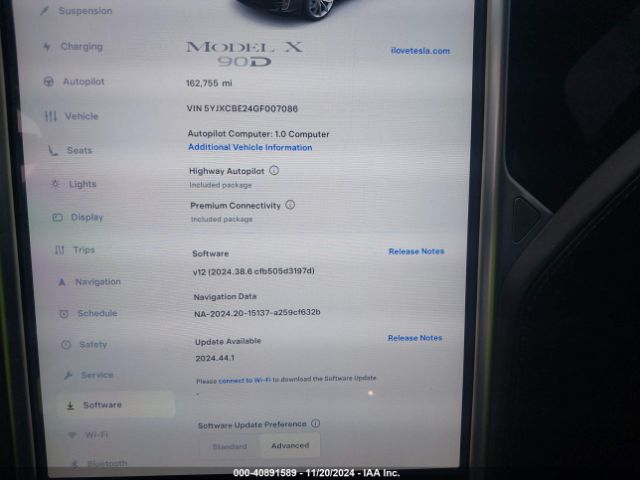 5YJXCBE24GF007086 Tesla Model X 60d/70d/75d/90d/p100d