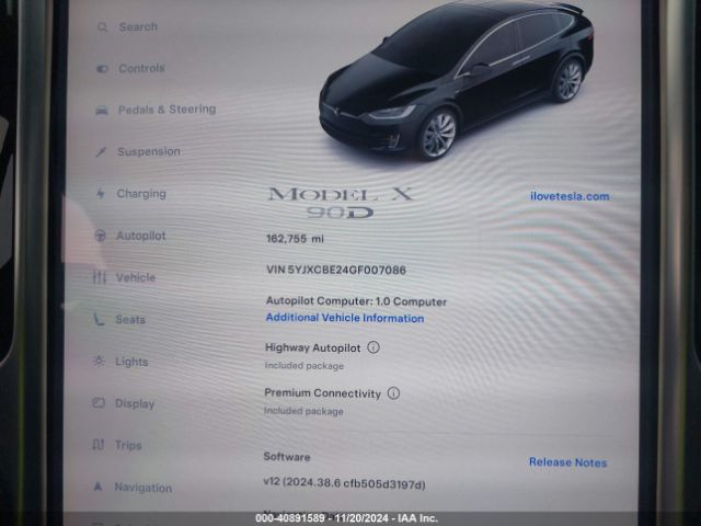 5YJXCBE24GF007086 Tesla Model X 60d/70d/75d/90d/p100d