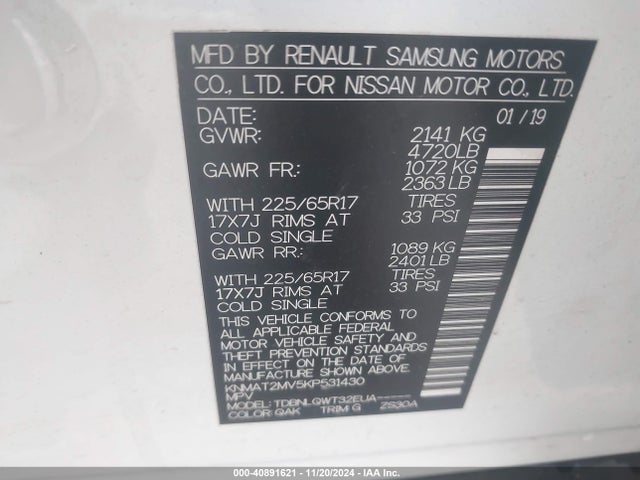 Nissan ROGUE SV 2019 KNMAT2MV5KP531430 Image 9