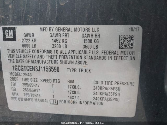 1GCGTCEN3J1156590 Chevrolet Colorado Lt