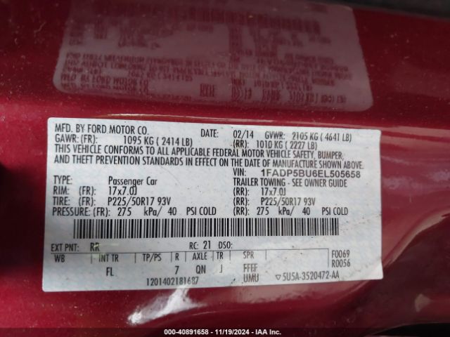 1FADP5BU6EL505658 Ford C-max Hybrid Sel