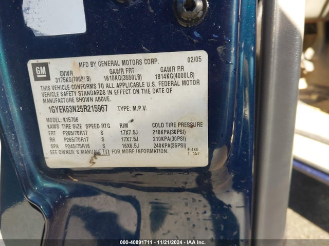 2005 CADILLAC ESCALADE 1GYEK63N25R215967 Photo 8