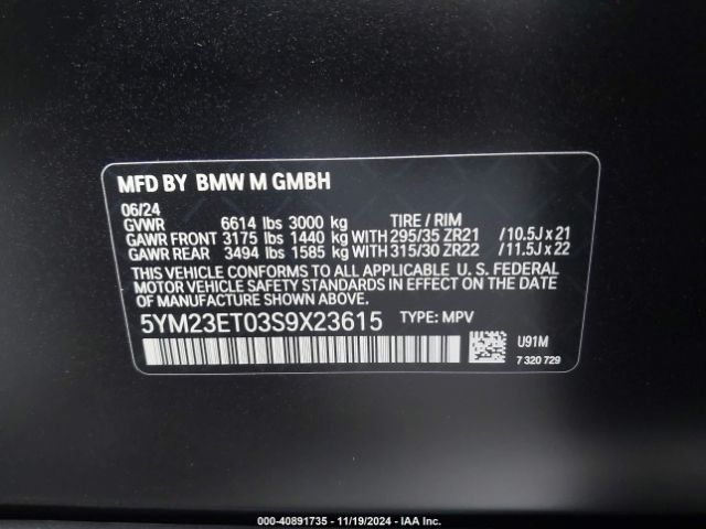 5YM23ET03S9X23615 BMW X6 M