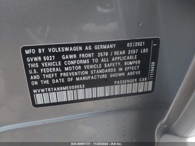 WVWTR7AN9ME009553 Volkswagen Arteon 2.0t Sel Premium R-line