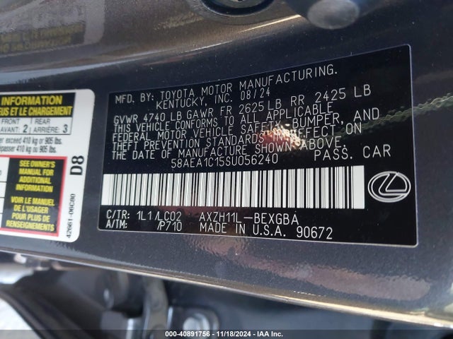 58AEA1C15SU056240 Lexus Es 300h Luxury