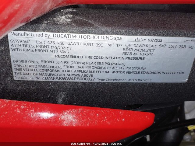 2023 DUCATI STREETFIGHTER ZDMFAKWW4PB008927 Photo 9