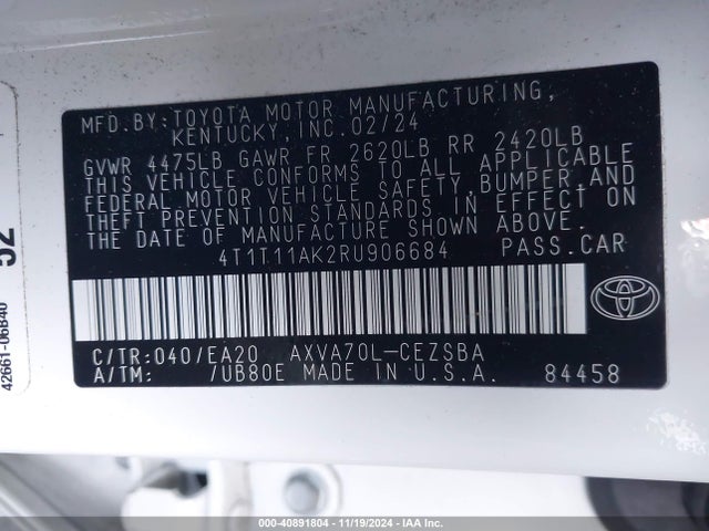 Toyota CAMRY SE 2024 4T1T11AK2RU906684 Image 9