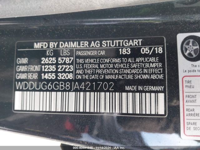 WDDUG6GB8JA421702 Mercedes-Benz S 450 4matic