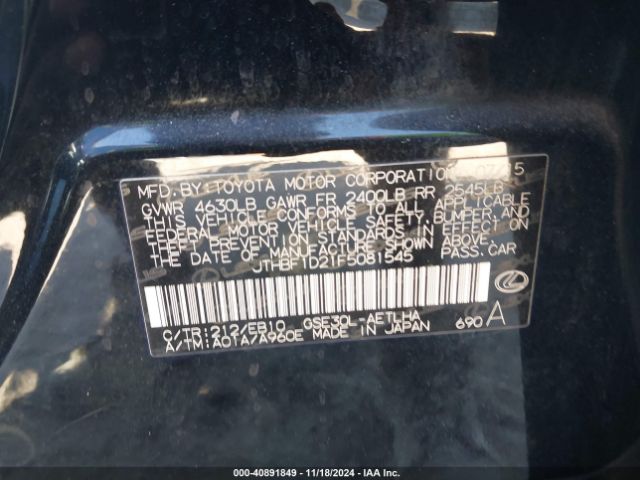 JTHBF1D21F5081545 Lexus IS 250