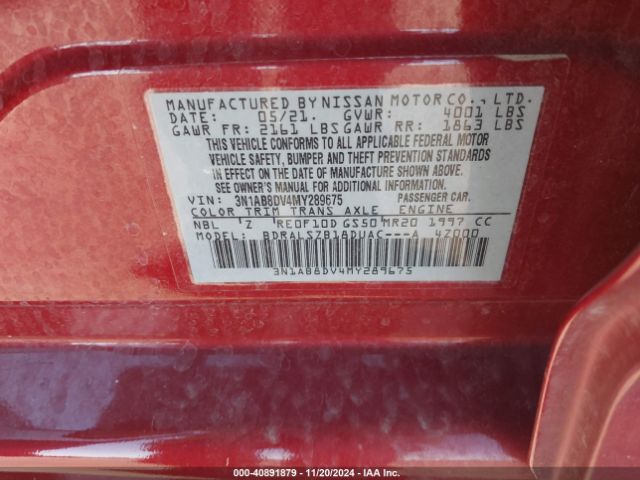 3N1AB8DV4MY289675 Nissan Sentra Sr Xtronic Cvt