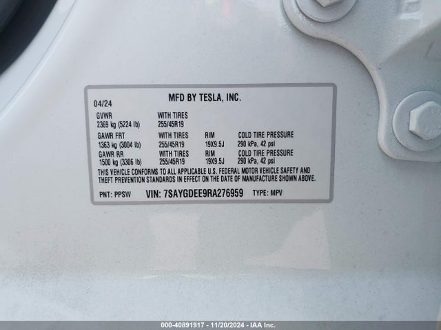 2024 TESLA MODEL Y 7SAYGDEE9RA276959 Photo 8