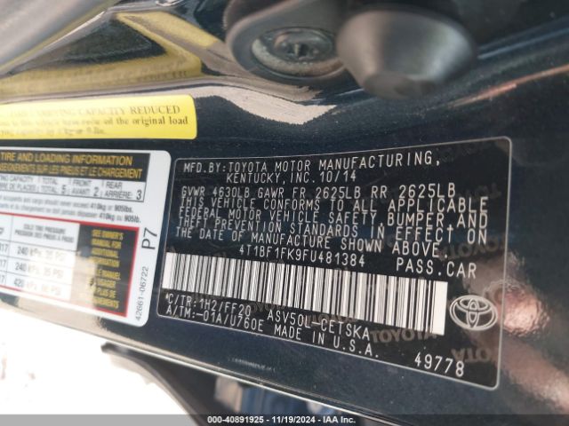 4T1BF1FK9FU481384 Toyota CAMRY SE