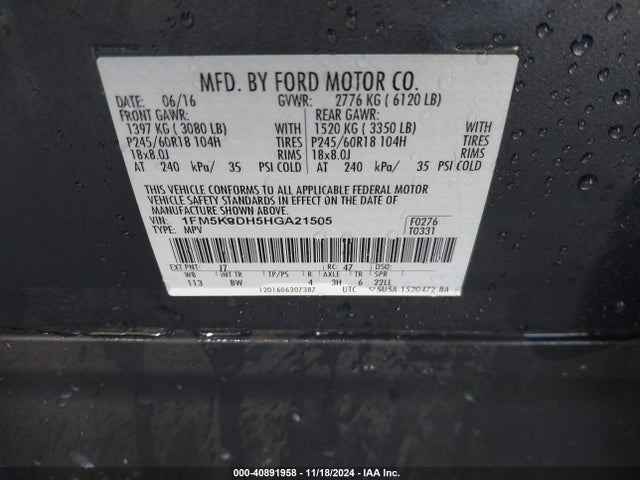 1FM5K8DH5HGA21505 Ford EXPLORER XLT