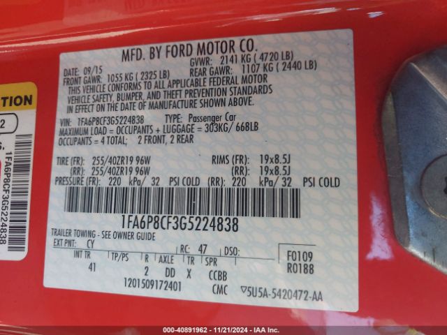 1FA6P8CF3G5224838 Ford Mustang Gt Premium