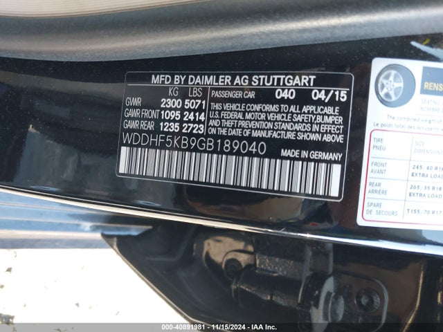 WDDHF5KB9GB189040 Mercedes-Benz E 350