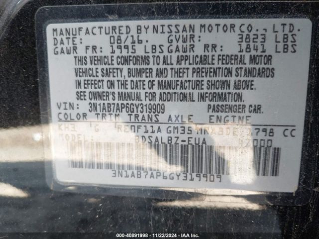 3N1AB7AP6GY319909 Nissan SENTRA S