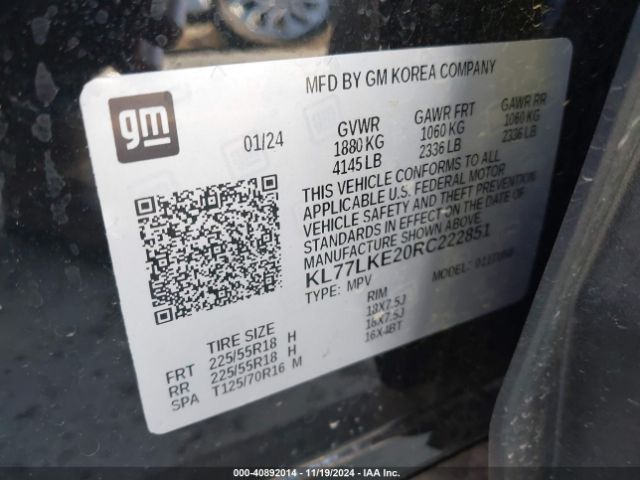 KL77LKE20RC222851 Chevrolet Trax Fwd Activ