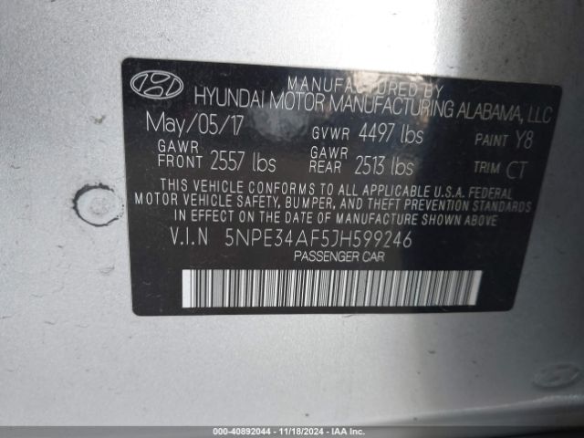 5NPE34AF5JH599246 Hyundai Sonata Sport