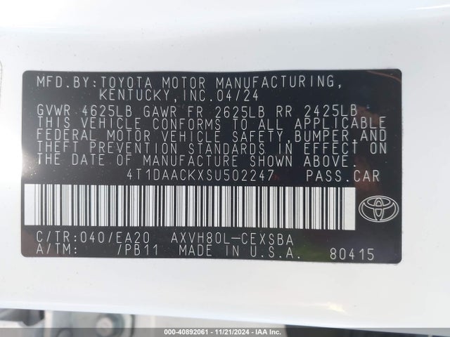 Toyota CAMRY SE 2025 4T1DAACKXSU502247 Image 9